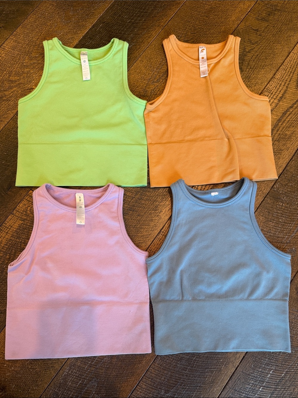 Fornia Kids Lot - 4 Ribbed Tank Top Pack — Green, Orange, Lavender, Blue